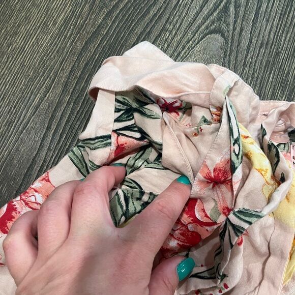 Myra Bag Floral Charm Shorts High Rise Tie Belt Rayon Pockets Pink Multi Size M - Picture 4 of 5